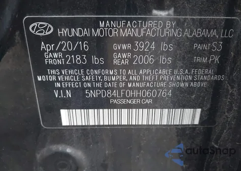 2017 Hyundai Elantra Se from USA, damaged, VIN 5NPD84LF0HH060764